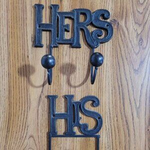 HIS HERS Cast Iron Wall Hobby Lobby Bath Hook Mountains Airbnb Honeymoon Suite
